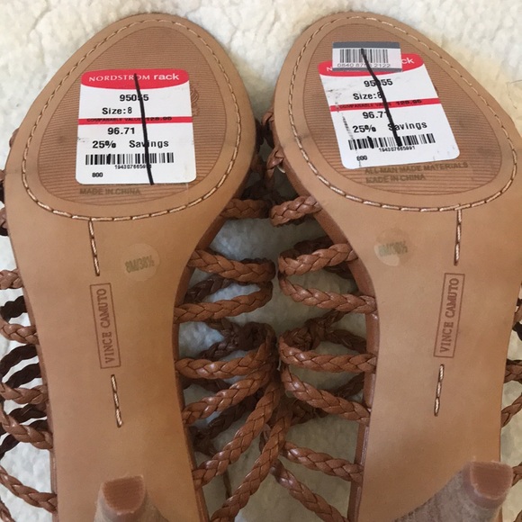 NWOB | Vince Camuto | Tan Strappy Open Toe High Heel Size 8 - Picture 14 of 16
